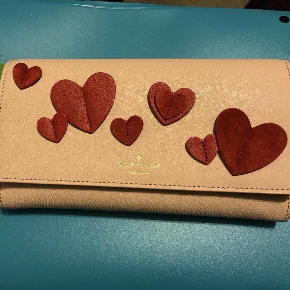 Kate Spade ♠️ Heart it Franny Leather Crossbody Hearts Pink Red NEW VALENTINE